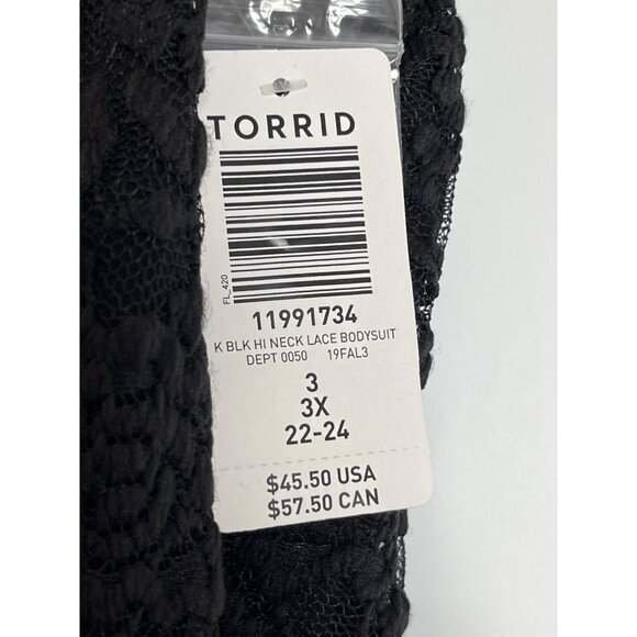 Torrid NWT Black Hi Neck Lace Bodysuit Size 3 /‎ 3X - Picture 13 of 13